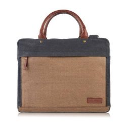 Torba ze skóry wegańskiej PAOLO PERUZZI E-04-MC beżowa. Brązowe torby na laptopa męskie Paolo Peruzzi, bez wzorów, z bawełny. Za 129.99 zł.