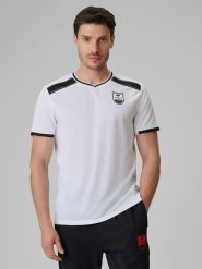 4F Koszulka piłkarska regular szybkoschnąca męska - biała XL. Białe koszulki sportowe męskie 4f, m, bez wzorów, z materiału, bez kołnierzyka, bez ramiączek, na fitness i siłownię. Za 129.99 zł.