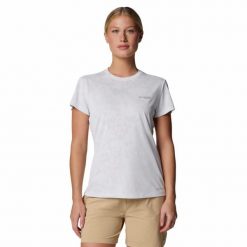 Koszulka szybkoschnąca damska Columbia Bluebird Canyon Short Sleeve Crew. Białe t-shirty damskie Columbia, s, bez wzorów, bez kołnierzyka. Za 129.99 zł.