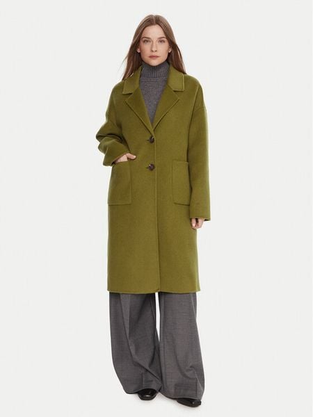 United Colors Of Benetton Płaszcz wełniany 28F7DN082 Zielony Regular Fit. Zielone płaszcze damskie United Colors Of Benetton, na zimę, m, bez wzorów, z syntetyku, bez kaptura. Za 679.99 zł.
