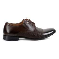 Olivier Buty męskie eleganckie skórzane 302T3 ciemny brąz brązowe. Brązowe eleganckie półbuty ze skóry, biznesowe, bez zapięcia. Za 367.89 zł.