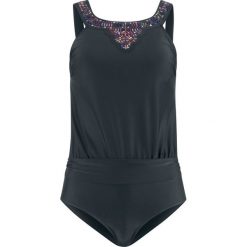 Kostium kąpielowy bonprix czarny. Czarne kostiumy jednoczęściowe damskie bonprix, w kolorowe wzory. Za 124.99 zł.