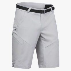 Spodenki turystyczne męskie Quechua MH500. Szare krótkie spodenki sportowe męskie QUECHUA, l, bez wzorów, z elastanu, trekkingowe. W wyprzedaży za 79.99 zł.