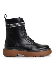 Pepe Jeans Trzewiki PLS50503 Czarny. Czarne botki damskie Pepe Jeans, z jeansu, bez obcasa, na płaskiej podeszwie, bez zapięcia. Za 579.99 zł.