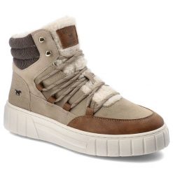 Beżowe Botki Mustang Modne Ocieplane Buty Damskie. Brązowe botki damskie Mustang, z futra, bez obcasa, na platformie. Za 279.00 zł.