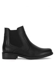 Remonte Botki D0F70-01 Czarny. Czarne botki damskie Remonte, ze skóry, bez obcasa, na płaskiej podeszwie, bez zapięcia. Za 351.00 zł.