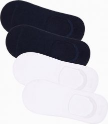 Ombre Skarpety męskie stopki 4-pak - biało-granatowe OM-SOSS-0104 one size. Białe skarpety męskie Ombre, bez wzorów. Za 19.99 zł.