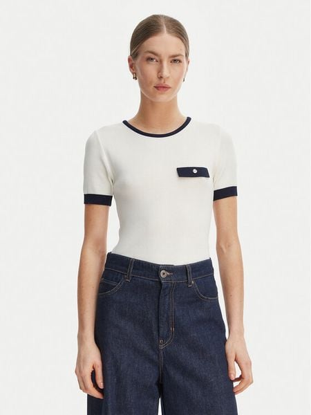 Rinascimento Bluzka CFM0012253003 Biały Slim Fit. Białe bluzki damskie Rinascimento, l, bez wzorów, z syntetyku, bez kołnierzyka, bez ramiączek. Za 228.99 zł.