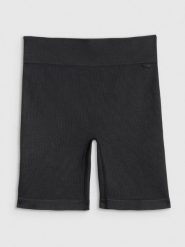 4F Legginsy krótkie z prążkowanej dzianiny damskie - czarne M/L. Czarne legginsy damskie 4f, l, bez wzorów, z dzianiny. Za 69.99 zł.