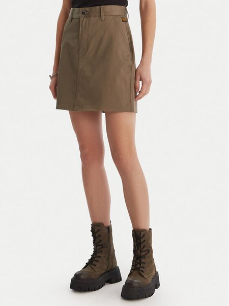 G-Star Raw Spódnica mini D29095-5126 Khaki Regular Fit. Brązowe spódnice damskie G-Star, bez wzorów, z bawełny, retro, mini. Za 225.99 zł.