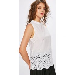 Answear - Top Stripes Vibes. Białe bluzki damskie ANSWEAR, m, bez wzorów, z bawełny, casualowe, bez kołnierzyka, bez ramiączek. W wyprzedaży za 39.90 zł.
