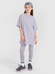 4F Legginsy dzianinowe dziewczęce - szare 134 (8-9 lat). Szare legginsy dla dziewczynek 4f, bez wzorów, z bawełny. W wyprzedaży za 19.99 zł.