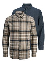 Jack&Jones Komplet 2 koszul Blubarkley 12294328 Beżowy Regular Fit. Brązowe koszule męskie Jack & Jones, m, bez wzorów, z bawełny, bez kołnierzyka, bez ramiączek. Za 249.99 zł.