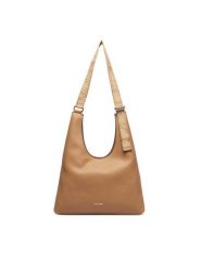 Calvin Klein Torebka Webbing Adj Strap Large Shoulder LV04F3643G Beżowy. Brązowe torebki do ręki damskie Calvin Klein, bez wzorów, ze skóry, bez dodatków. Za 569.99 zł.