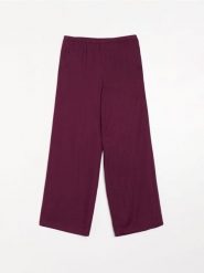 Spodnie wide leg z wiskozą i domieszką lnu - fioletowy. Fioletowe spodnie materiałowe damskie Sinsay, l, bez wzorów, z wiskozy. Za 49.99 zł.