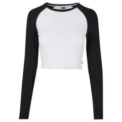 Damska ekologiczna koszulka crop z długim rękawem Urban Classics Retro Baseball. Białe t-shirty damskie Urban Classics, bez wzorów, z bawełny, retro, bez kołnierzyka. Za 149.50 zł.
