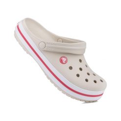 Sandały unisex na basen Crocs CROCBAND. Białe klapki damskie Crocs, bez wzorów, bez obcasa, bez zapięcia. W wyprzedaży za 219.00 zł.