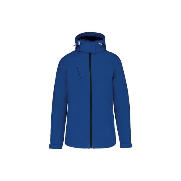 Kurtka damska z kapturem Kariban Softshell. Niebieskie kurtki damskie KARIBAN, m, bez wzorów, z elastanu, z kapturem. Za 270.50 zł.