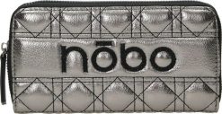 Nobo Portfel Damski Nobo Połyskujący Pikowany Srebrny. Szare portfele damskie Nobo, bez wzorów. Za 101.50 zł.