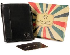 Portfel czarny retro Rovicky N1226-RHP-5432 BLACK. Czarne portfele męskie ROVICKY, bez wzorów, ze skóry. Za 81.99 zł.