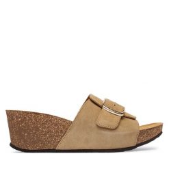 Klapki Scholl. Brązowe klapki damskie Scholl, bez wzorów, bez obcasa. Za 429.99 zł.