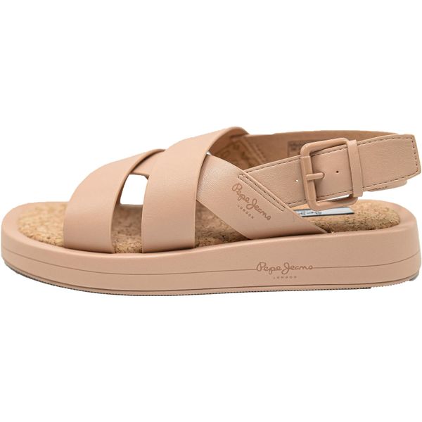 Sandały Pepe Jeans Summer Block, Kobiety. Brązowe klapki damskie Pepe Jeans, bez wzorów, z jeansu, sportowe, bez obcasa. Za 390.00 zł.