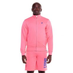 Męska bluza z zamkiem błyskawicznym na całej długości i odważnym kolorze. Brązowe bluzy męskie LEONE 1947 APPAREL, l, bez wzorów, z tkaniny, bez kaptura, na fitness i siłownię. Za 126.26 zł.