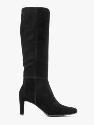 Czarne kozaki z wąską cholewką. Czarne kozaki damskie Ryłko, ze skóry, bez obcasa, na obcasie. Za 629.99 zł.