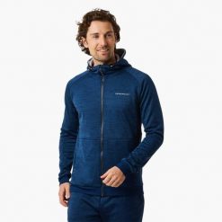 Sweter treningowy męski Swedemount Training Logo Zip Hood II szybkoschnący. Niebieskie bluzy męskie SWEDEMOUNT, m, bez wzorów, z tkaniny, bez kaptura. Za 249.99 zł.