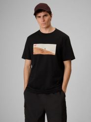 4F T-shirt relaxed z nadrukiem męski - czarny XXL. Czarne t-shirty męskie 4f, m, bez wzorów, z materiału, bez kołnierzyka. Za 79.99 zł.