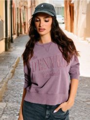 Bluza - fioletowy. Fioletowe bluzy damskie Sinsay, l, bez wzorów, bez kaptura. Za 59.99 zł.