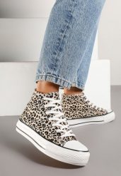 Panterkowe Trampki z Wysoką Tłoczoną Cholewką Willevia. Trampki i tenisówki damskie Renee, bez wzorów, z jeansu, eleganckie, przed kolano, bez zapięcia. Za 59.99 zł.