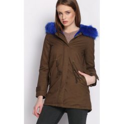 Ciemnozielona Kurtka Furtive. Niebieskie kurtki damskie Born2be, na zimę, l, bez wzorów, z kapturem. Za 129.99 zł.