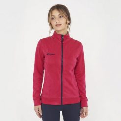 Damska Bluza do Biegania Mayte Wiśnia-Niebieska. Fioletowe bluzy sportowe damskie Legea, m, bez wzorów, z bawełny, z kapturem, do biegania. Za 116.00 zł.