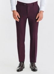 PAKO LORENTE – Bordowe spodnie garniturowe. Czerwone eleganckie spodnie męskie Pako Lorente, m, bez wzorów, z elastanu. Za 399.99 zł.