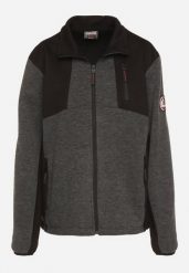Szaro-Czarna Bluza z Łączonych Materiałów ze Stójką i Suwakiem Fenesea. Szare bluzy męskie Born2be, l, bez wzorów, z jeansu, bez kaptura. Za 119.99 zł.