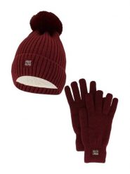 Damski Zimowy Zestaw Termiczny - Czapka + Rękawiczki - Burgundowy. Czerwone czapki i kapelusze damskie HEAT KEEPER, na zimę, bez wzorów, z materiału, eleganckie. Za 134.32 zł.
