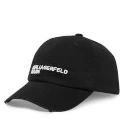 Czapka z daszkiem Karl Lagerfeld Jeans. Czarne czapki i kapelusze damskie Karl Lagerfeld Jeans, bez wzorów, z jeansu. Za 239.99 zł.