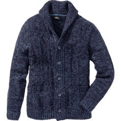 Sweter rozpinany w warkocze Regular Fit bonprix ciemnoniebieski melanż. Niebieskie kardigany męskie bonprix, melanż. Za 99.99 zł.