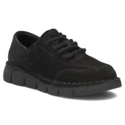 Skórzane półbuty damskie szerokie czarne Filippo DP8180/26. Czarne półbuty damskie Filippo, bez wzorów, ze skóry, bez obcasa, bez zapięcia. Za 219.99 zł.