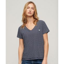 T-shirt Studios Slub Emb Vee Tee od SUPERDRY. Niebieskie koszulki sportowe damskie Superdry., bez wzorów, bez kołnierzyka, bez ramiączek. Za 142.50 zł.