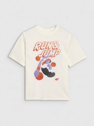 4F T-shirt oversize z nadrukiem chłopięcy - biały 122 (6-7 lat). Białe t-shirty dla chłopców 4f, bez wzorów, z bawełny, bez ramiączek. W wyprzedaży za 19.99 zł.