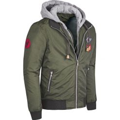 Kurtka męska z odpinanym kapturem zielona Recea. Zielone kurtki męskie Recea, m, bez wzorów, z dresówki. W wyprzedaży za 119.99 zł.