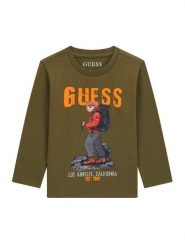 Guess Bluzka N6BI04 K5854 Zielony Regular Fit. Zielone t-shirty dla chłopców Guess, z aplikacjami, z bawełny, bez ramiączek. Za 114.99 zł.