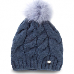 Czapka LIU JO - Cuffia Treccia Ponpo A18226 M0300 Blu Polvere 83918. Niebieskie czapki i kapelusze damskie Liu Jo, z materiału. Za 149.00 zł.