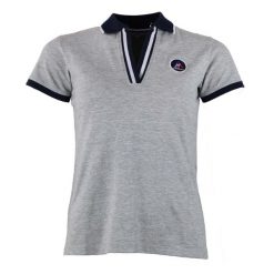 Damska koszulka polo Peak Mountain Asfalte. Szare koszulki sportowe damskie Peak Mountain, bez wzorów, bez kołnierzyka, bez ramiączek. W wyprzedaży za 108.00 zł.