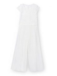 Mayoral Kombinezon 6871 Biały Regular Fit. Białe sukienki dla dziewczynek Mayoral, bez wzorów, z syntetyku, bez ramiączek. Za 259.99 zł.