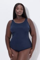 Damskie Strój kąpielowy bardzo miękka podszewka marszczenie z boku. Czarne kostiumy jednoczęściowe damskie Ulla Popken, plus size, bez wzorów, z elastanu, plus size, do pływania. Za 111.99 zł.