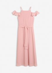 Rozkloszowana sukienka z szyfonu. Czerwone sukienki dla dziewczynek bonprix, na lato, bez wzorów, z szyfonu, eleganckie, bez ramiączek, długie. Za 137.99 zł.