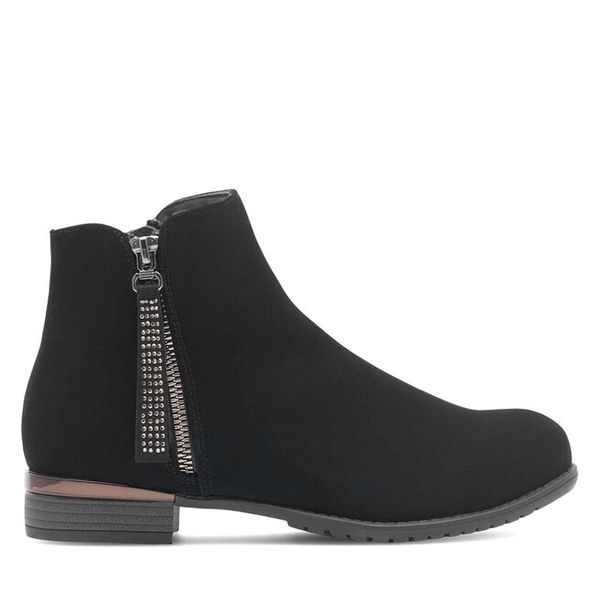 Botki Jenny Fairy. Czarne botki damskie Jenny Fairy, bez obcasa, na płaskiej podeszwie, bez zapięcia. Za 139.99 zł.